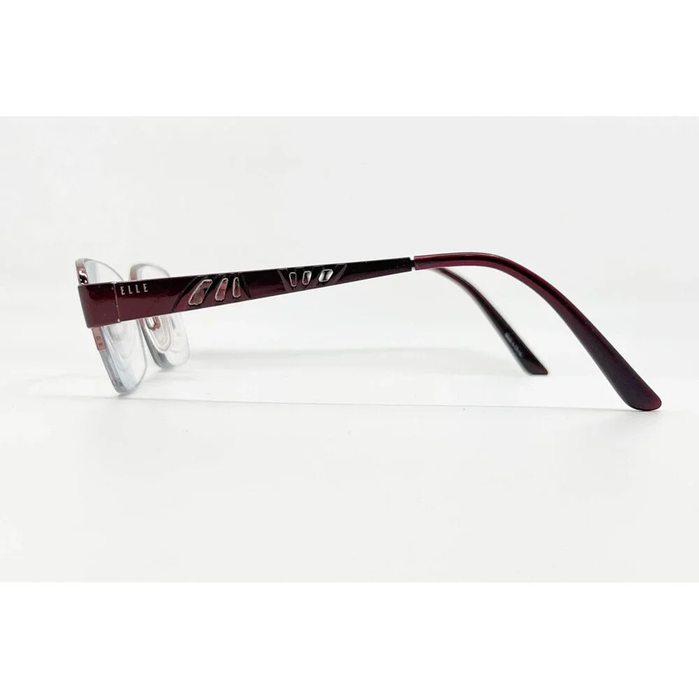 Elle Eyeglasses Womens Burgundy Rectangular Semi-Rimless EL18796 53-17-135